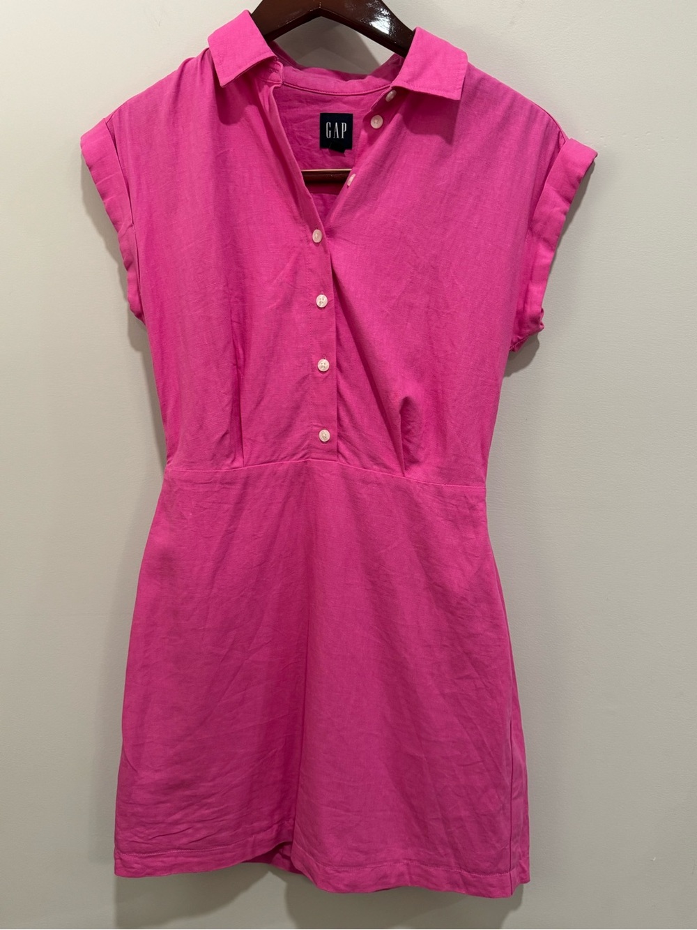 Gap Womens Phoebe Pink Short Sleeve Linen Blend Shirtdress XXS
